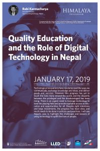 MET-hosted lecture: Quality Education and the Role of Digital Technology in Nepal, January 17th 2019